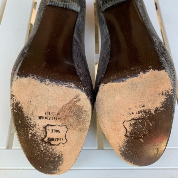 Stuart Weitzman Sadie 7.5 M Gray Snakeskin Peep Toe Platform Pump Stiletto Heels - Picture 10 of 12